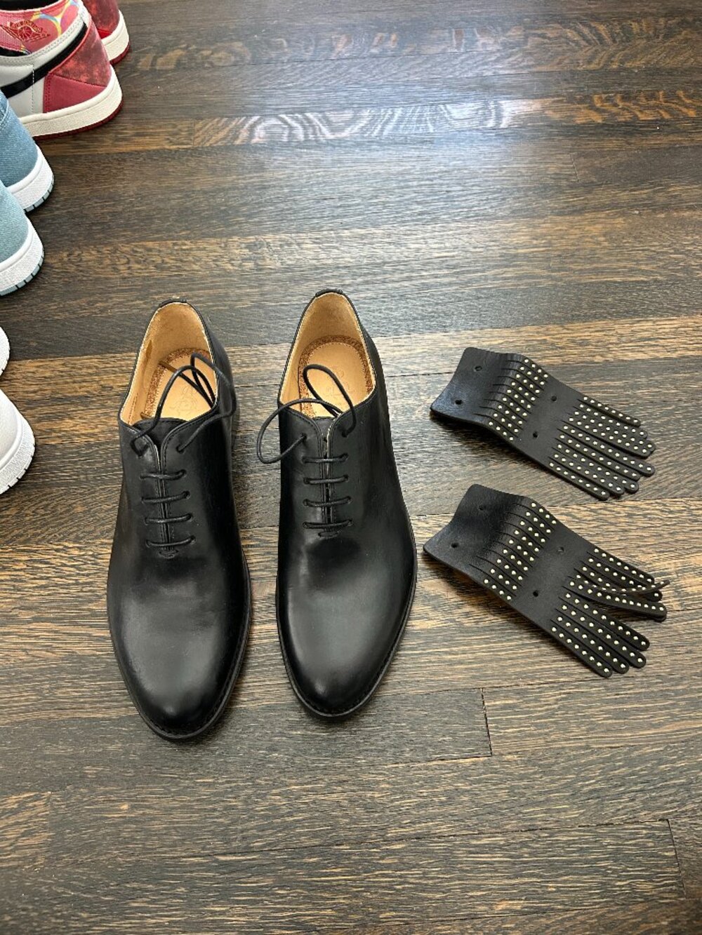 The Office of Angela Scott Black Leather Lace-Up Shoes